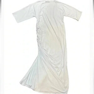 Women’s white long maxi dress cinched waist sleeve plus size